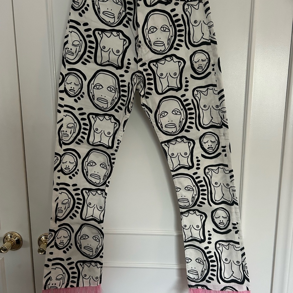 Patrick Church Original, Black and White graphic Jeans